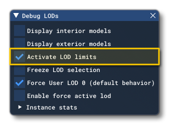 The Debug LOD Window